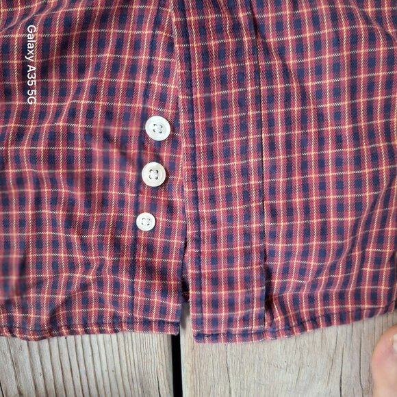 Eddie Bauer Mens XXL Plaid Button-Down Shirt Red/Blue Cotton - Picture 3 of 7